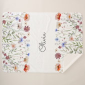 Couverture Sherpa Monogramme Aquarelle couleur Fleur sauvage Meadow (Devant (Horizontal))