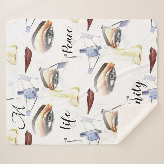 Couverture Sherpa Monogramme Artiste Chic féminin (Devant (Horizontal))