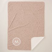 Couverture Sherpa Monogramme beige tendance avec Boho en terre cuite (Devant)