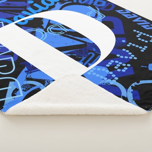 Couverture Sherpa Monogramme bleu créatif (3/4)