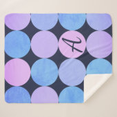 Couverture Sherpa Monogramme bleu pourpre et rose des cercles (Devant (Horizontal))