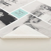Couverture Sherpa Monogramme bleu turquoise 4 Mariage photo Collage (3/4)