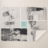 Couverture Sherpa Monogramme bleu turquoise 4 Mariage photo Collage (Devant (Horizontal))