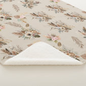 Couverture Sherpa Monogramme Boho Beige Vert rose rose Floral Botani (3/4)