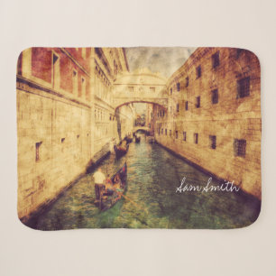 Couverture Sherpa Monogramme. Canal à Venise en Italie. Europe.