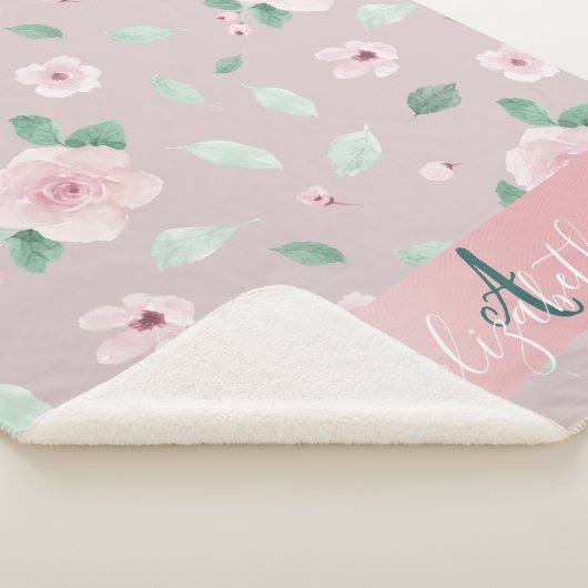 Couverture Sherpa Monogramme Chic Fleurs Aquarelles (3/4)
