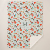 Couverture Sherpa Monogramme | Chiens de Noël modernes du milieu du  (Devant)