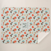 Couverture Sherpa Monogramme | Chiens de Noël modernes du milieu du  (Devant (Horizontal))