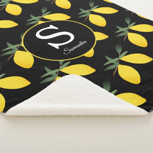 Couverture Sherpa Monogramme citron (3/4)