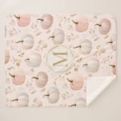 Couverture Sherpa Monogramme Citrouille Pastel - Initiale personnali (Devant (Horizontal))