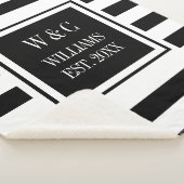 Couverture Sherpa Monogramme Classique Rayure Noir Blanc (3/4)