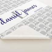 Couverture Sherpa Monogramme, coeur doux géométrique gris/blanc/mari (3/4)