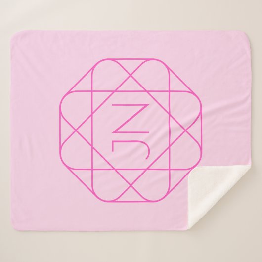 Couverture Sherpa Monogramme cool, Style de logo de hanche | Rose & (Devant (Horizontal))