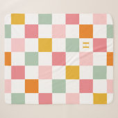 Couverture Sherpa Monogramme damier coloré (Devant (Horizontal))