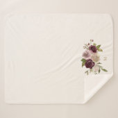 Couverture Sherpa Monogramme d'aquarelle florale rose-bourgogne mode (Devant (Horizontal))