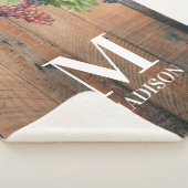 Couverture Sherpa Monogramme de bois et de raisins rustiques (3/4)