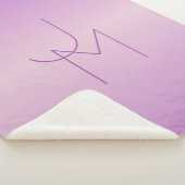 Couverture Sherpa Monogramme de chevauchement unique | Lavande douce (3/4)