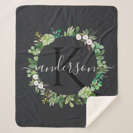 Couverture Sherpa MONOGRAMME DE COULEUR D'EAU DU cool SUCCULENT WREA (Devant)