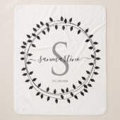 Couverture Sherpa Monogramme de couronne de script calligraphique (Devant)