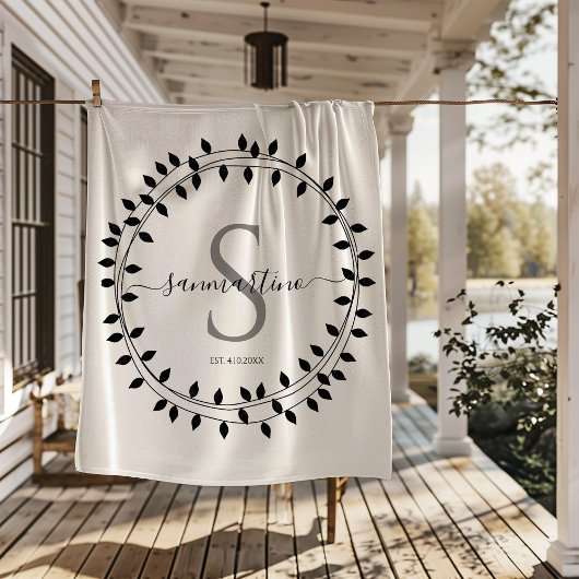 Couverture Sherpa Monogramme de couronne de script calligraphique