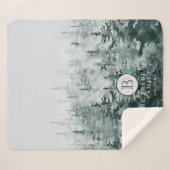 Couverture Sherpa Monogramme de famille de pin d'hiver rustique (Devant (Horizontal))