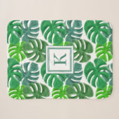 Couverture Sherpa Monogramme de feuilles de palmier modernes (Devant (Horizontal))