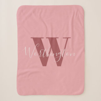 Couverture Sherpa Monogramme de fille et nom rose roux