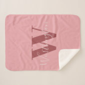 Couverture Sherpa Monogramme de fille et nom rose roux (Devant (Horizontal))