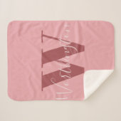 Couverture Sherpa Monogramme de fille et nom rose roux (Devant (Horizontal))