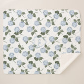 Couverture Sherpa Monogramme de Fleur de Hortensia (Devant (Horizontal))