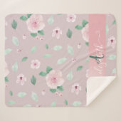 Couverture Sherpa Monogramme de fleurs à l'aquarelle chic (Devant (Horizontal))