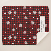 Couverture Sherpa monogramme de flocons de neige rouge plaqué de buf (Devant (Horizontal))