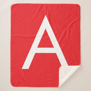 Couverture Sherpa Monogramme de lettre initiale rouge blanc simple m