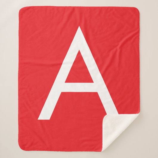 Couverture Sherpa Monogramme de lettre initiale rouge blanc simple m (Devant)