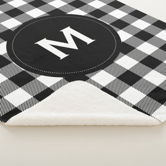 Couverture Sherpa Monogramme de Motif plaqué noir et blanc rustique (3/4)