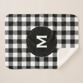 Couverture Sherpa Monogramme de Motif plaqué noir et blanc rustique (Devant (Horizontal))
