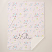 Couverture Sherpa monogramme de pastel pastel unicorne mignon (Devant)