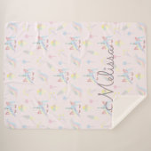 Couverture Sherpa monogramme de pastel pastel unicorne mignon (Devant (Horizontal))