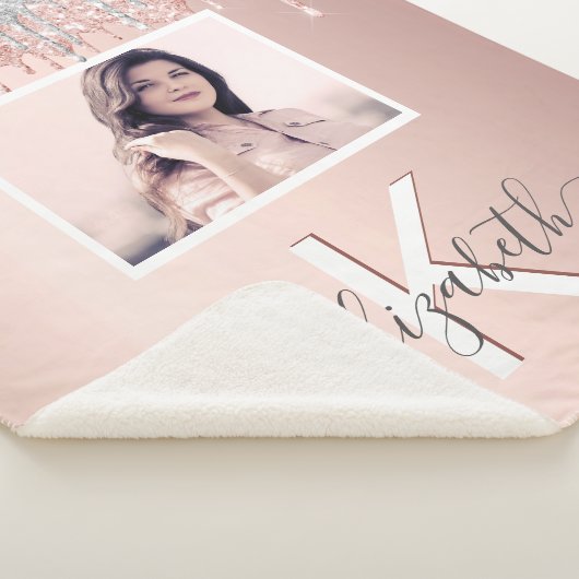 Couverture Sherpa monogramme de photo en or rose (3/4)