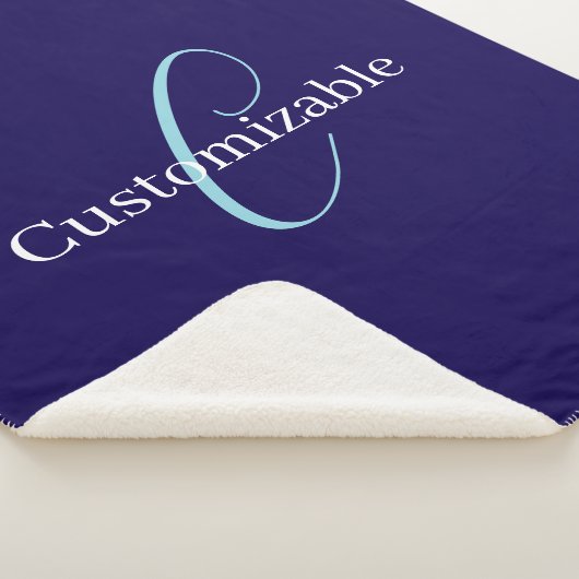 Couverture Sherpa Monogramme de script curatif modifiable bleu pourp (3/4)