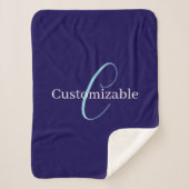Couverture Sherpa Monogramme de script curatif modifiable bleu pourp (Devant)