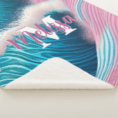 Couverture Sherpa Monogramme d'eau de mer rose (3/4)