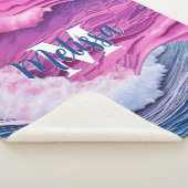 Couverture Sherpa Monogramme des vagues de l'océan rose Abstrait (3/4)