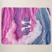 Couverture Sherpa Monogramme des vagues de l'océan rose Abstrait (Devant (Horizontal))