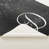 Couverture Sherpa Monogramme d'étincelle à Parties scintillant noire (3/4)