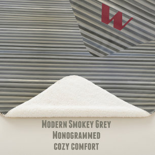 Couverture Sherpa Monogramme diagonale monochromatique gris lisse