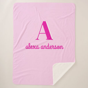 Couverture Sherpa Monogramme Dolly Rétro Rose chaud