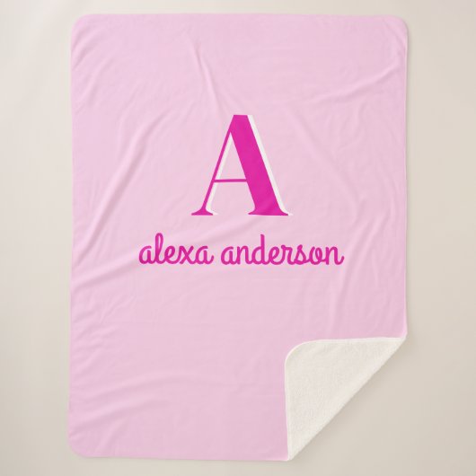 Couverture Sherpa Monogramme Dolly Rétro Rose chaud (Devant)