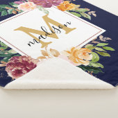 Couverture Sherpa Monogramme Elegant Aquarelle Rose Floral Botanique (3/4)