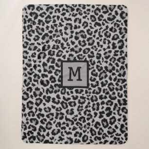 Couverture Sherpa Monogramme Empreinte de léopard initial Élégant an